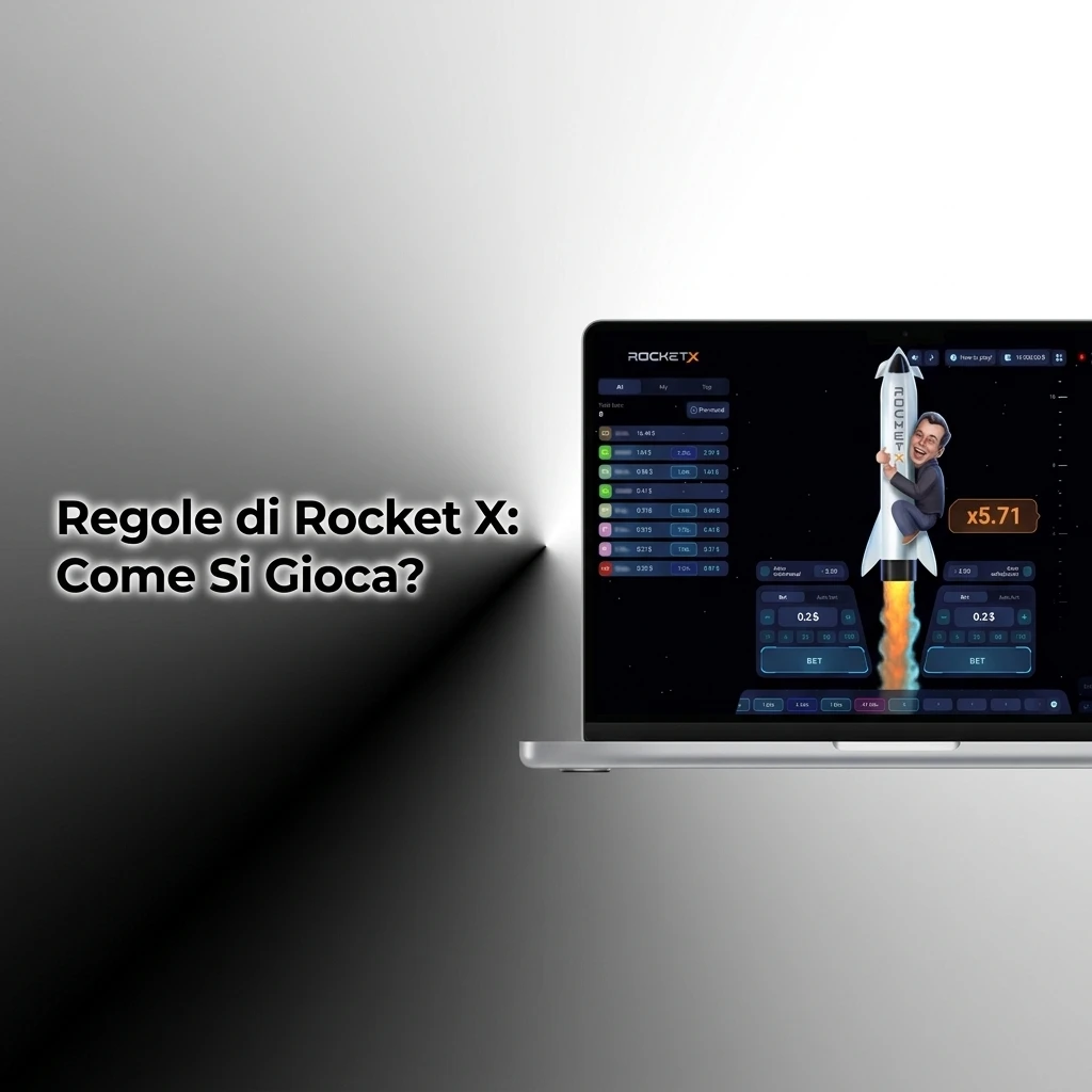 Razzo in volo con moltiplicatore crescente nel crash game Rocket X, simbolo del ritiro scommessa