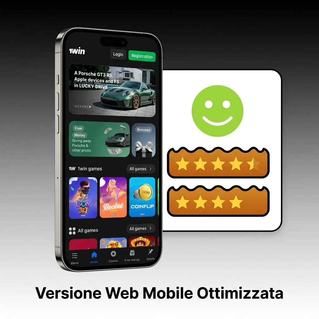 Versione web mobile 1win ottimizzata: accesso rapido da browser, senza download, compatibile con tutti i dispositivi