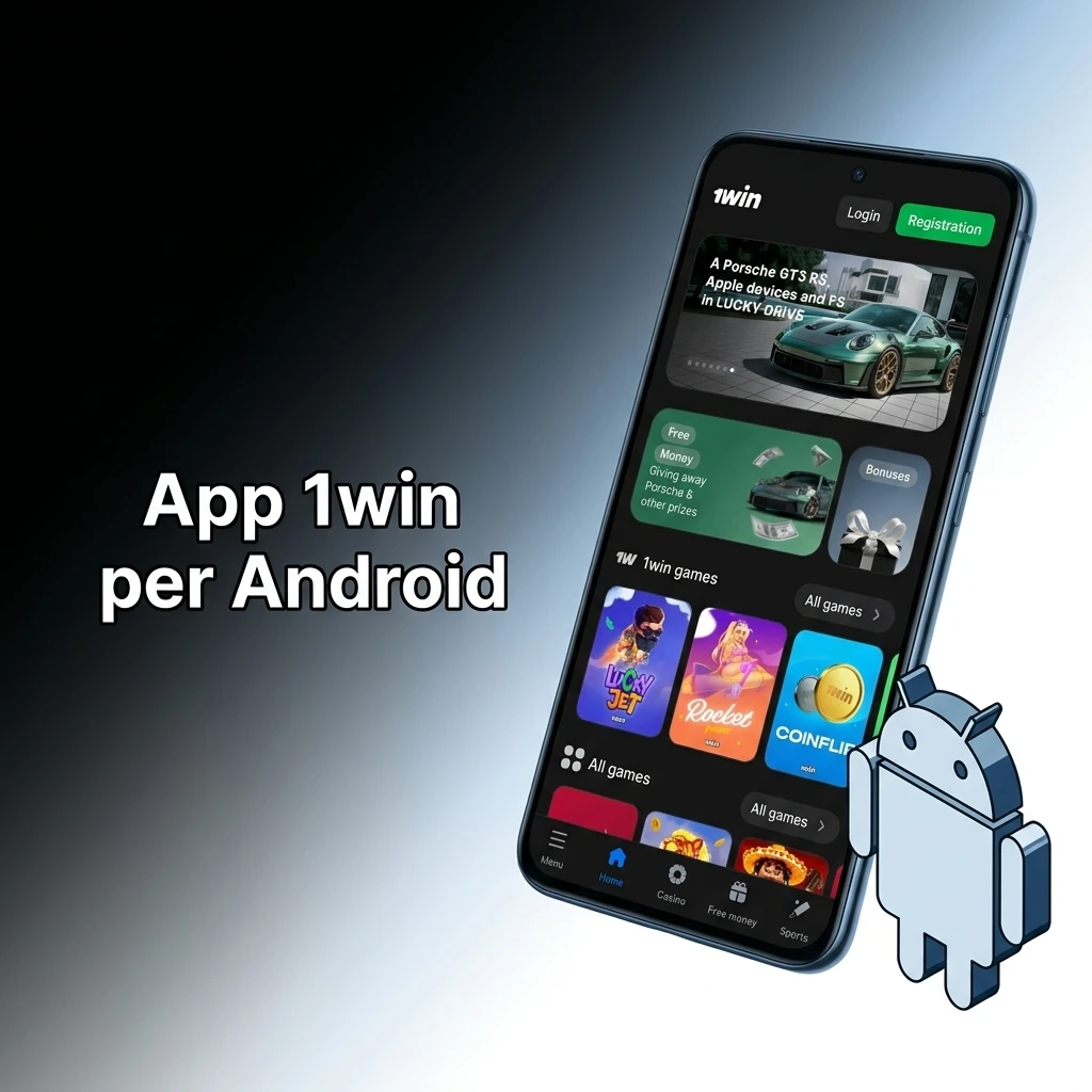 Installazione app 1win su Android tramite file APK, compatibile con smartphone e tablet Android 5.0+